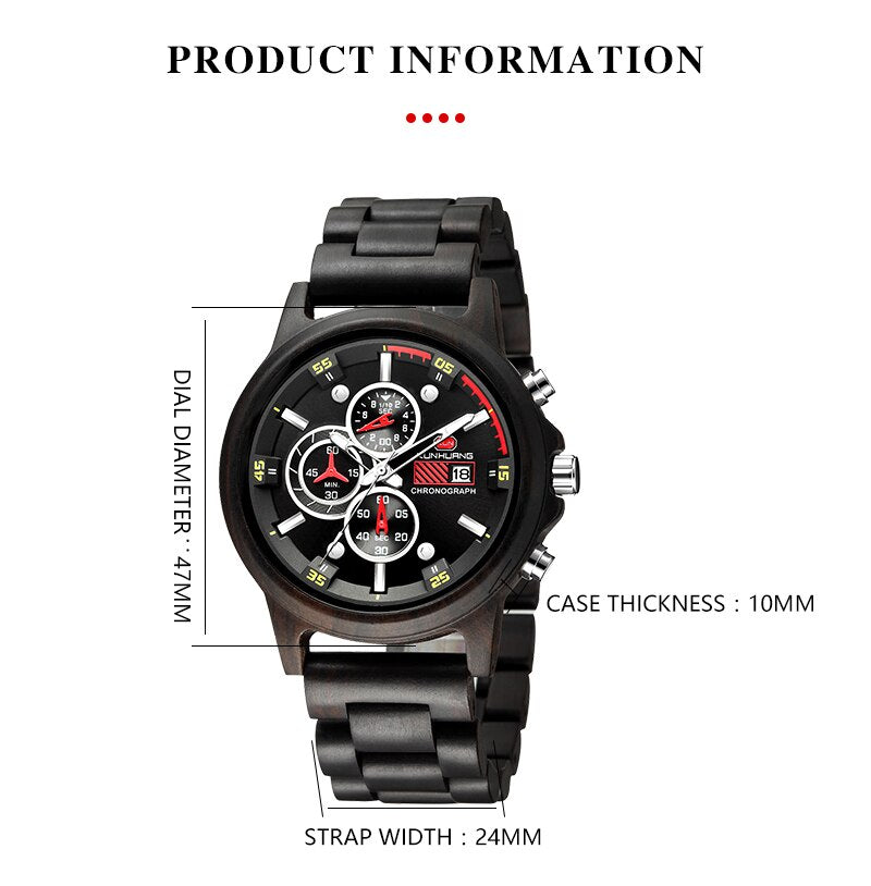 Multi-function Wooden Wristwatches