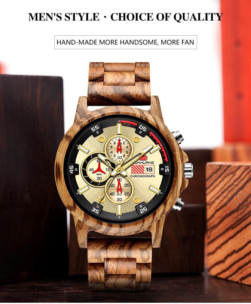 Multi-function Wooden Wristwatches