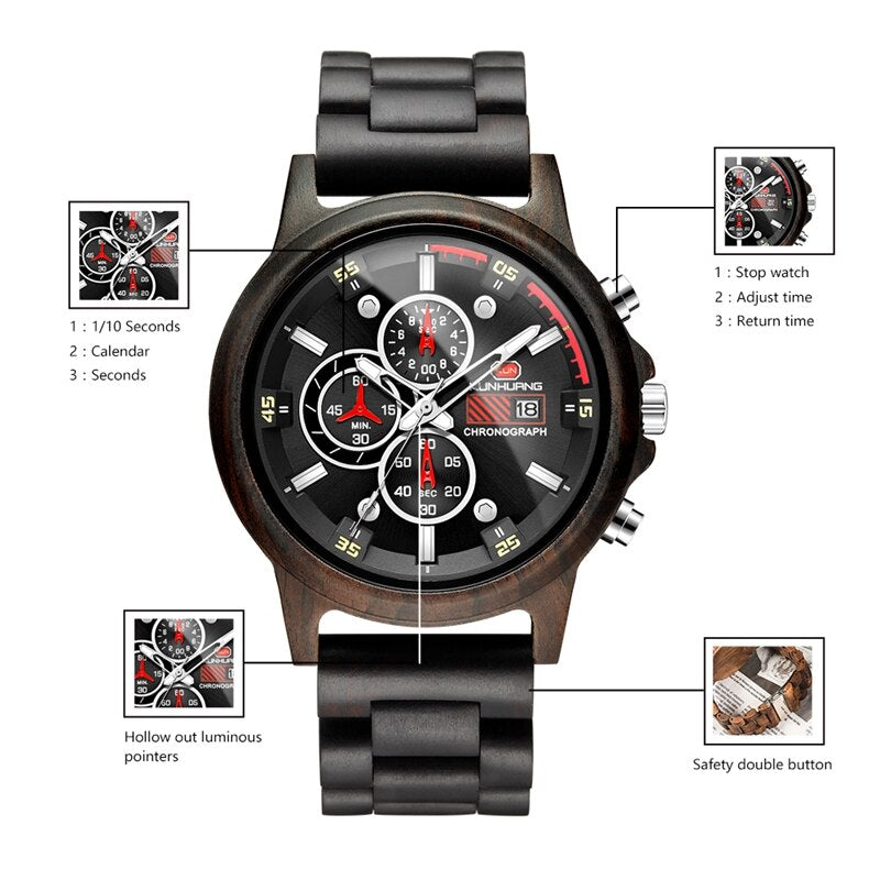 Multi-function Wooden Wristwatches