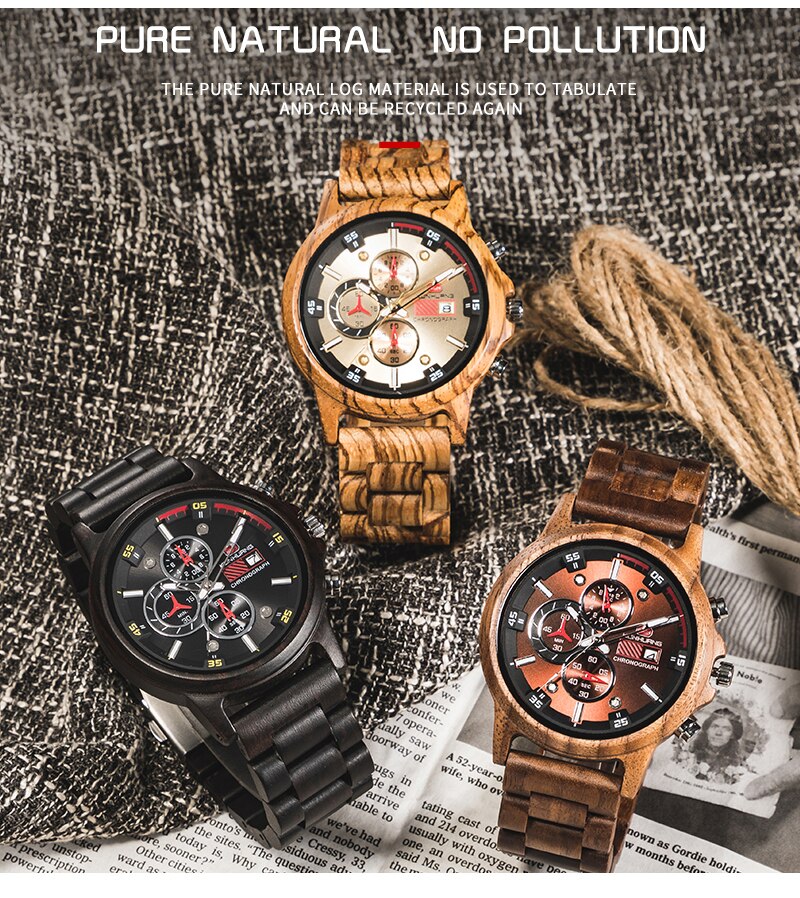 Multi-function Wooden Wristwatches